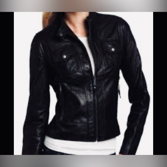 Vintage Black Rivet Women's Black Genuine Leather Jacket - Picture 4 of 6